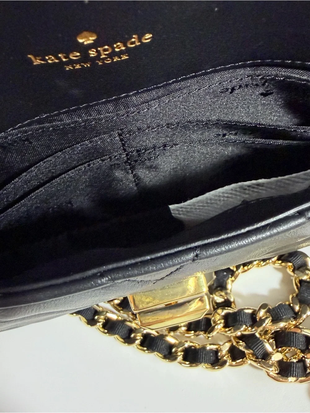 Kate Spade Carey Quilted Mini Black Leather Crossbody Gold & Dust Bag $329 — NWT - Picture 11 of 16